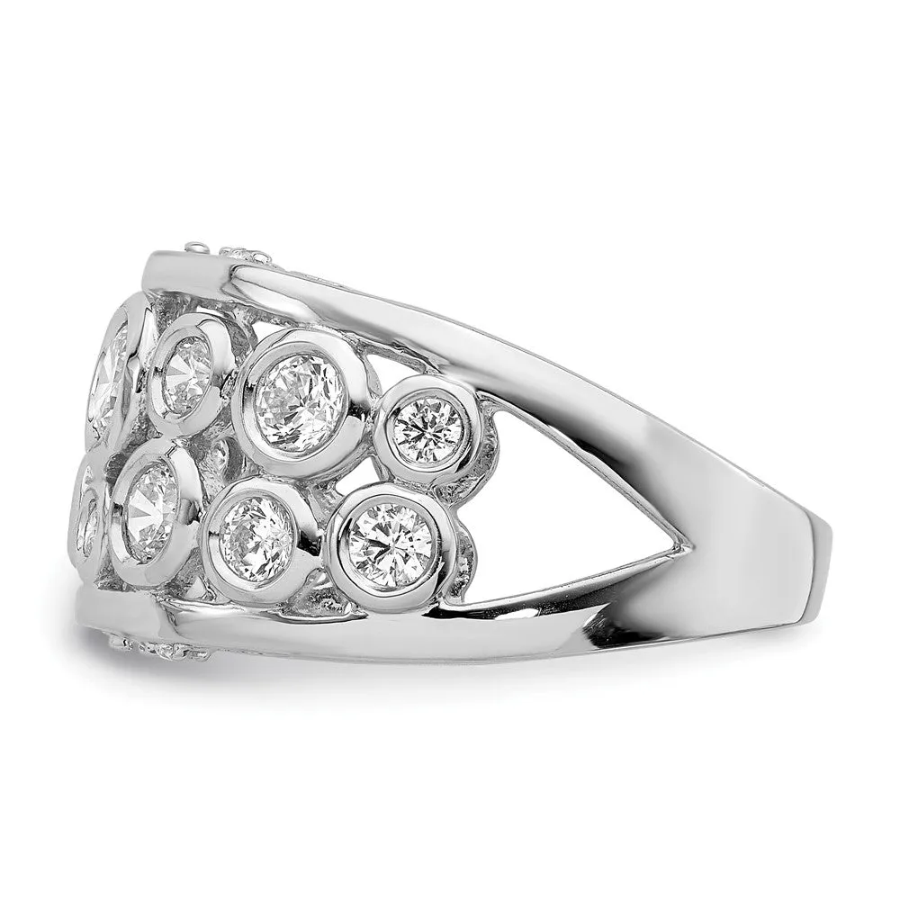 Rhodium-Plated Bezel-set Fancy CZ Ring in Sterling Silver