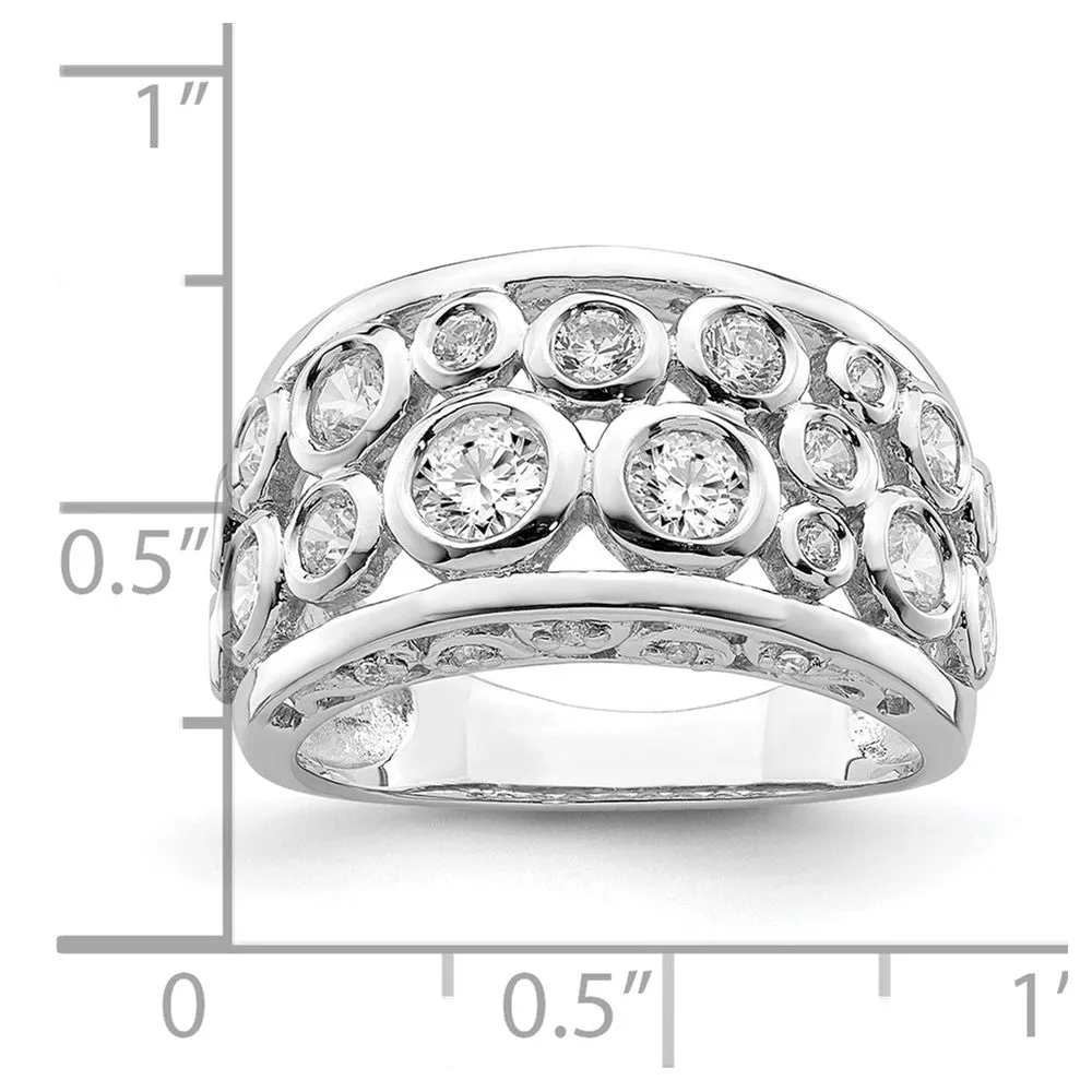 Rhodium-Plated Bezel-set Fancy CZ Ring in Sterling Silver