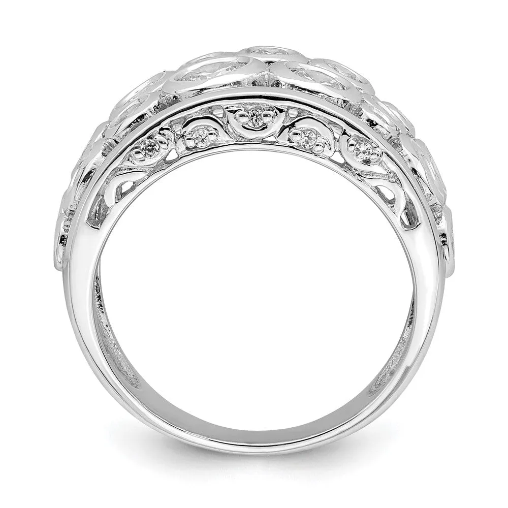 Rhodium-Plated Bezel-set Fancy CZ Ring in Sterling Silver