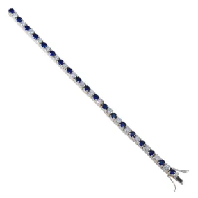 Elegant Riyo Womens 925 Sterling Silver Tennis Bracelet with Blue Sapphire CZ - Adjustable Size 6-8.5 Inches, Perfect Gift Box Included