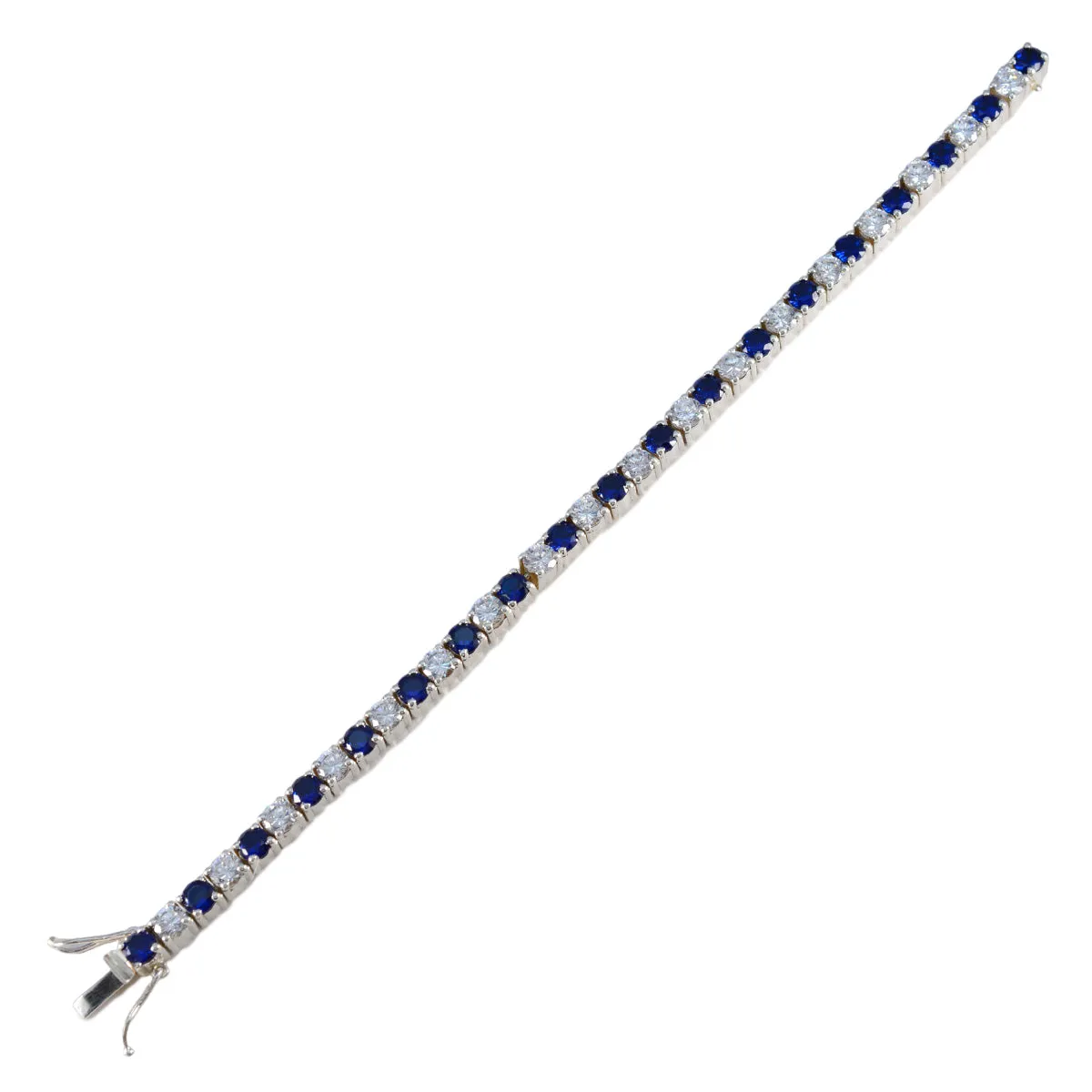 Elegant Riyo Womens 925 Sterling Silver Tennis Bracelet with Blue Sapphire CZ - Adjustable Size 6-8.5 Inches, Perfect Gift Box Included