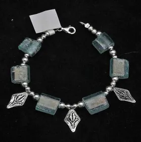 Roman Glass Bracelet Authentic & Luxurious 925 Sterling Silver.