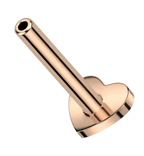 Rose Gold PVD Heart Internally Threaded Titanium Flat Back Labret (Post Only)