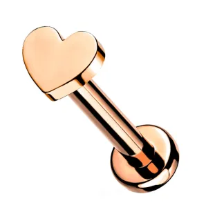 Rose Gold PVD Heart Internally Threaded Titanium Labret