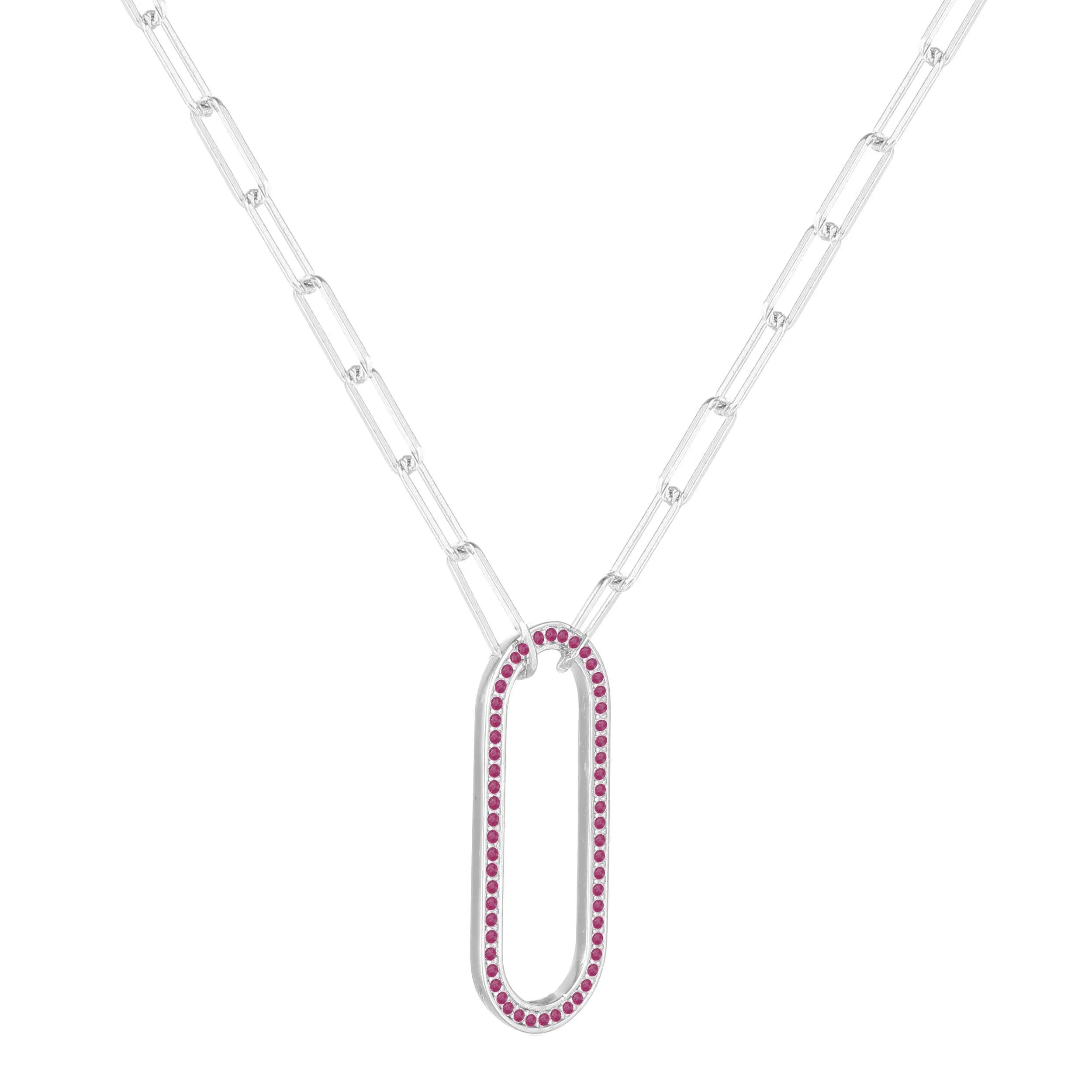 Ruby Oval Bar Necklace