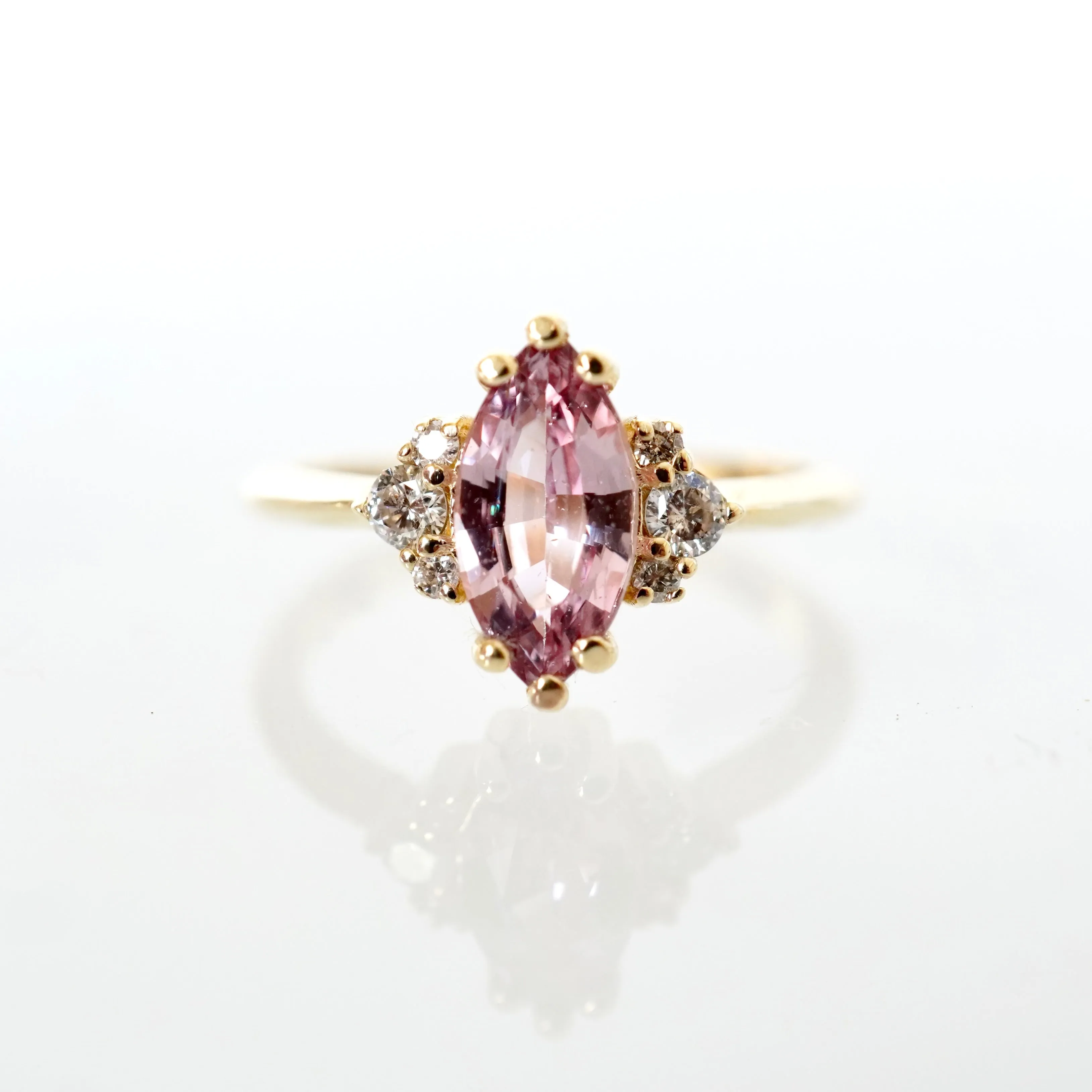 Sapphire Diamond Engagement Ring, Gold Pink Sapphire Cluster Ring