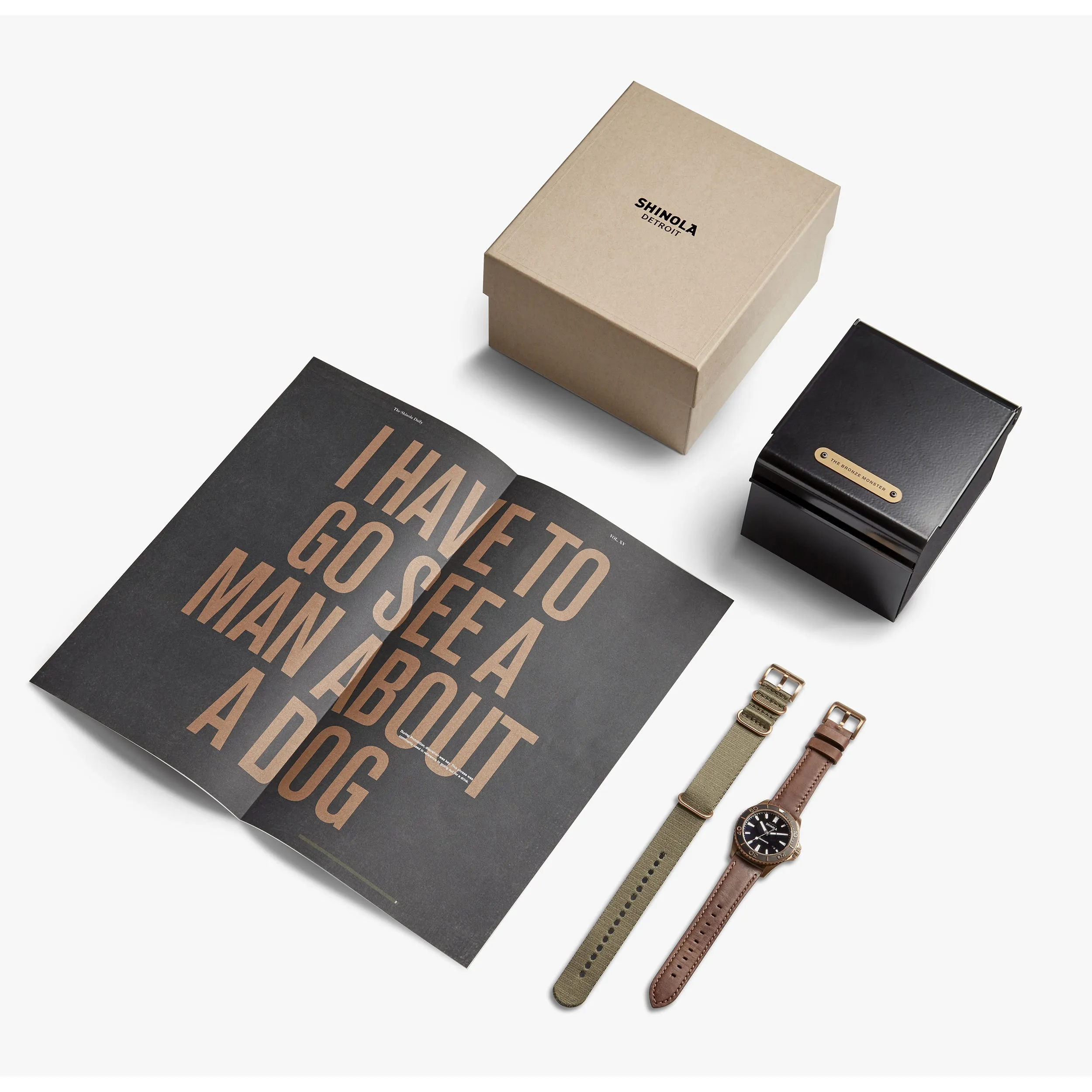 Shinola Bronze Monster Automatic 43mm Limited Gift Set Rumrunner Prohibition Watch