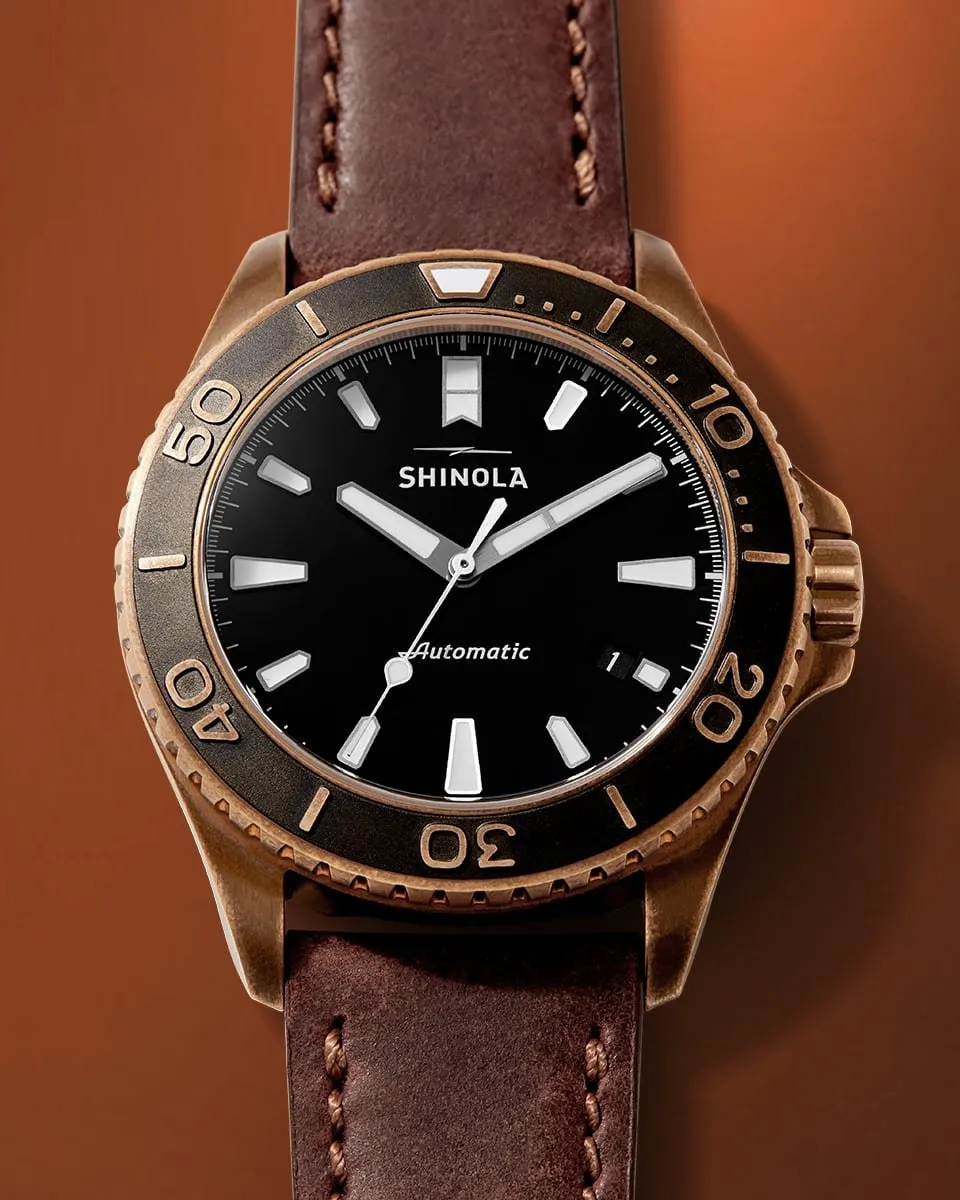 Shinola Bronze Monster Automatic 43mm Limited Gift Set Rumrunner Prohibition Watch