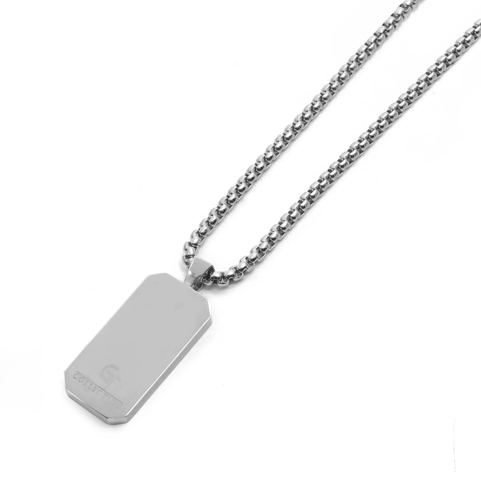 Silver Necklace with Rectangle Howlite Pendant