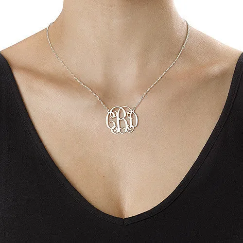 Silver Vine Script Monogram Necklace