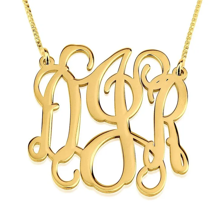 Silver Vine Script Monogram Necklace