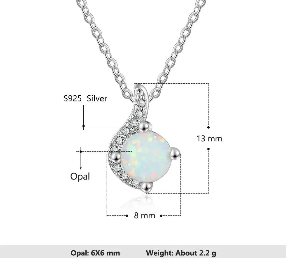 Simple Unique Lovely White Fire Opal Necklace - 925 Sterling Silver