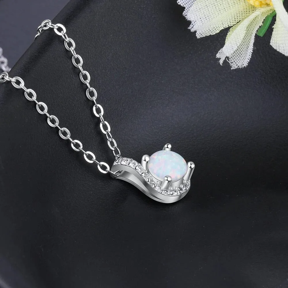 Simple Unique Lovely White Fire Opal Necklace - 925 Sterling Silver