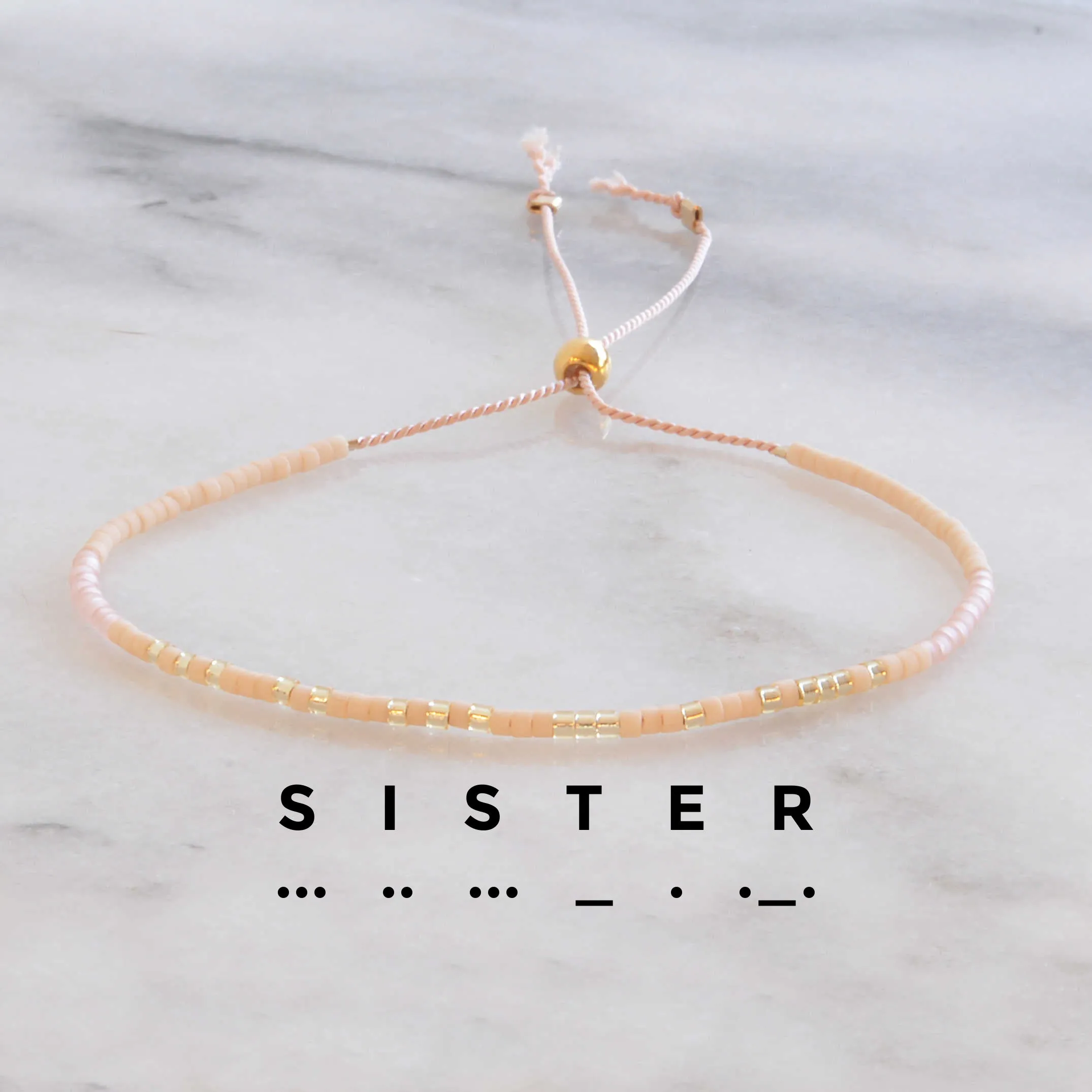 SISTER Morse Code String Bracelet