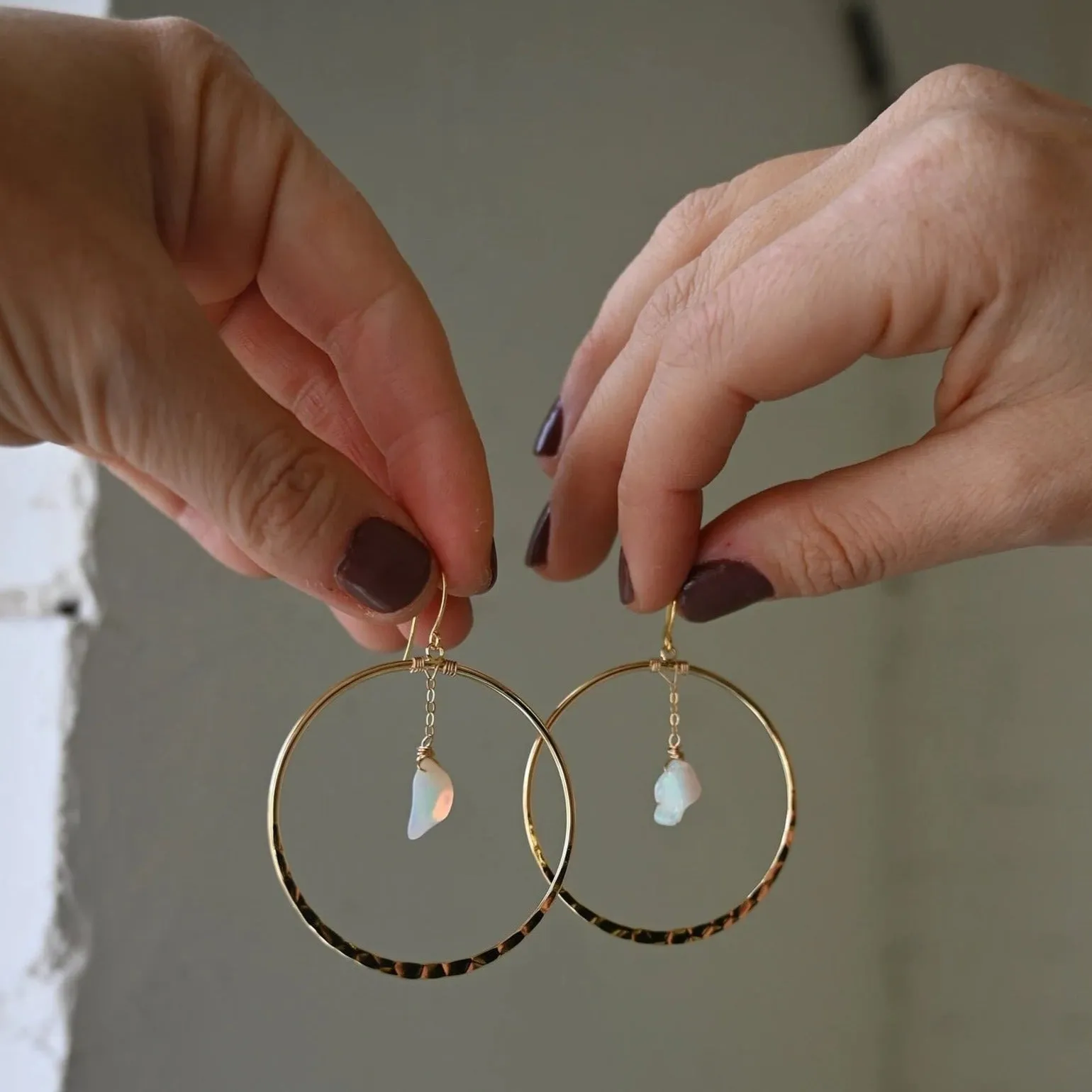 Spirit & Soul Opal Gold Hoop Earrings