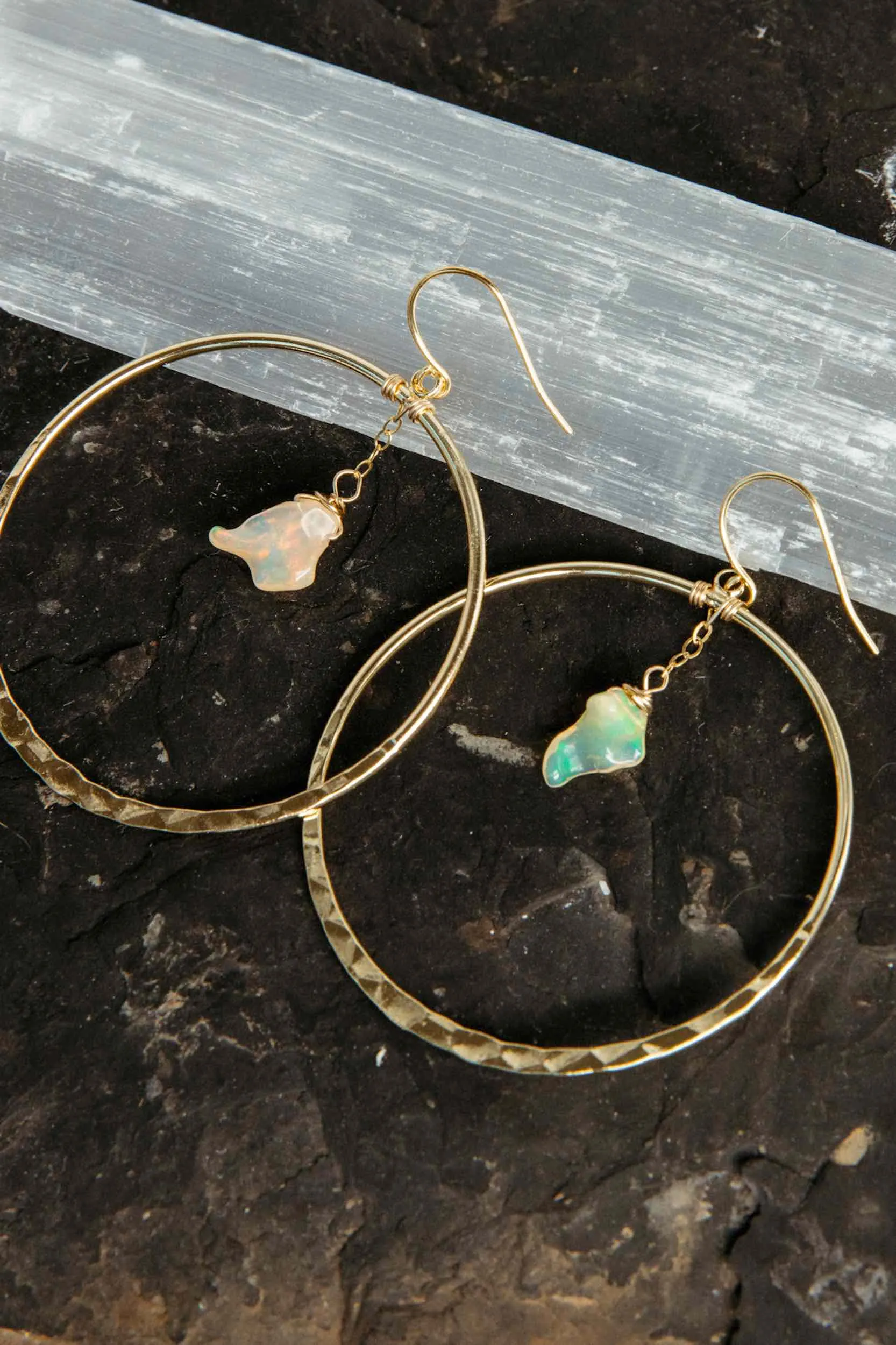 Spirit & Soul Opal Gold Hoop Earrings