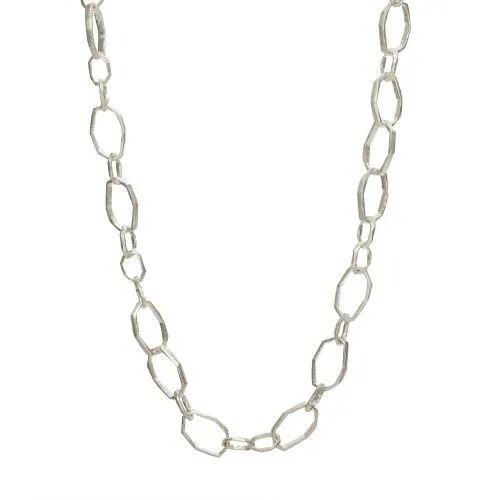 Sterling Silver Carved Large Link Necklace