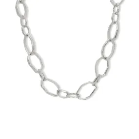 Sterling Silver Carved Large Link Necklace