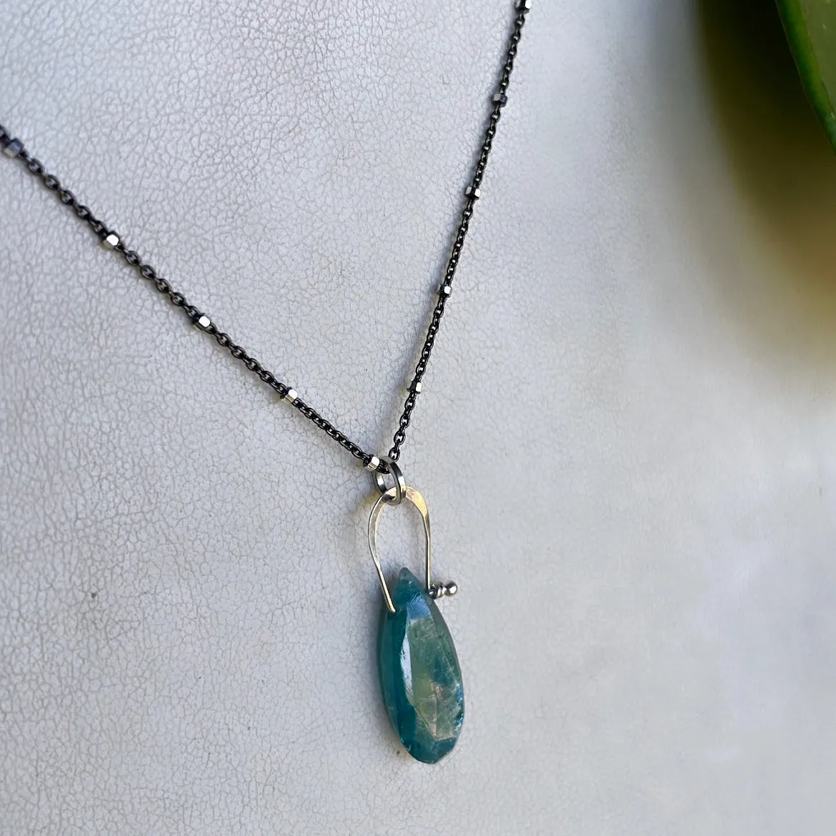 Stirrup long teardrop Teal Kyanite