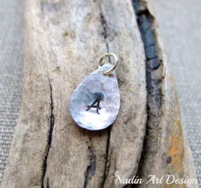 Teardrop Sterling Silver Initial Charm