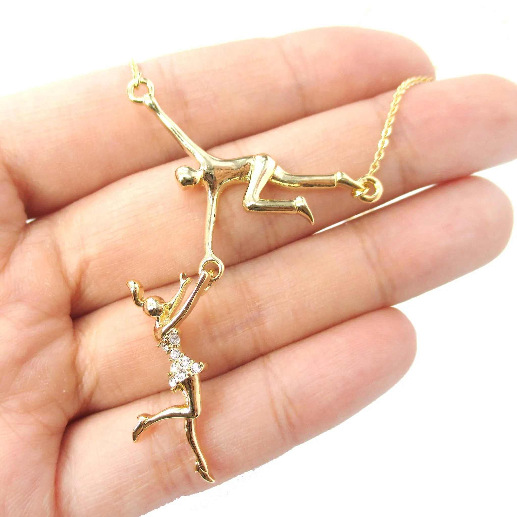 Trapeze Acrobat Pendant Gymnast Gymnastic Circus Themed Necklace in Gold | DOTOLY