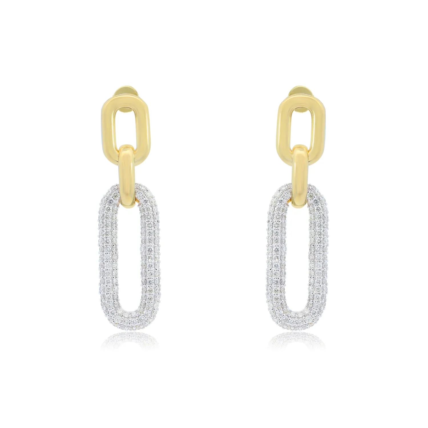 Triple Link Diamond Paperclip Earrings