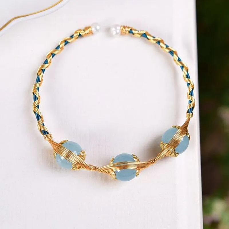 Unique Design Aquamarine Beaded Bracelet