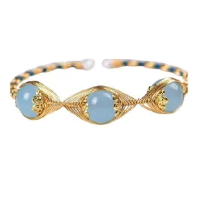 Unique Design Aquamarine Beaded Bracelet