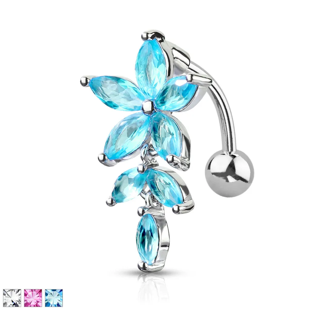 White Flower Belly Ring