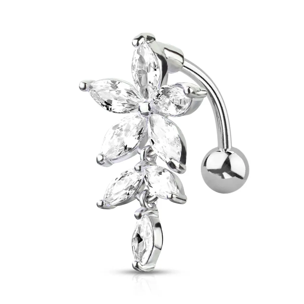 White Flower Belly Ring