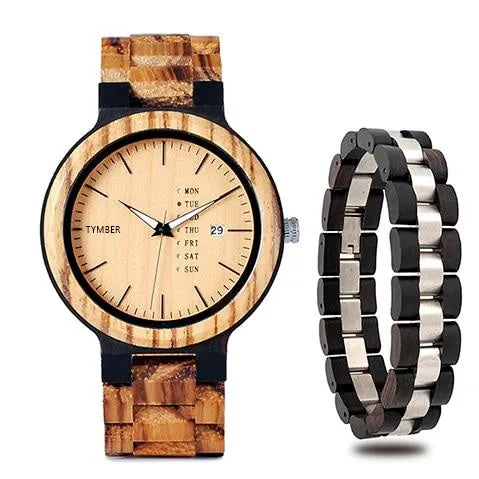 Wooden Watch & Bracelet Set