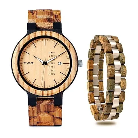 Wooden Watch & Bracelet Set